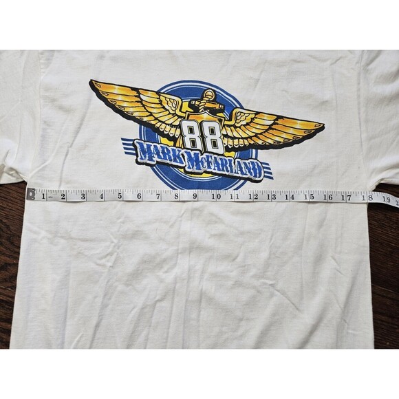 NASCAR Mark McFarland T Shirt L Driving Racing Navy Chase Authentics 2006 White - Picture 7 of 8